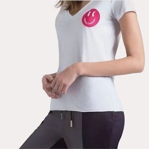 Juicy Couture Baby Tee T-Shirt Knit Top Smiley Face Graphic White NWT S